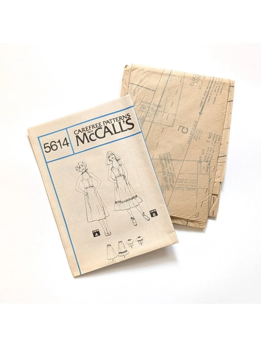 1977 Vintage McCall's Laura Ashley 5614 Sewing Pattern - Misses Top & Skirt